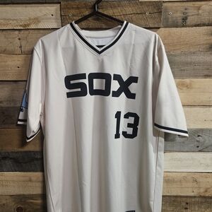 SO Men's Baseball Jersey in White with Black Accents